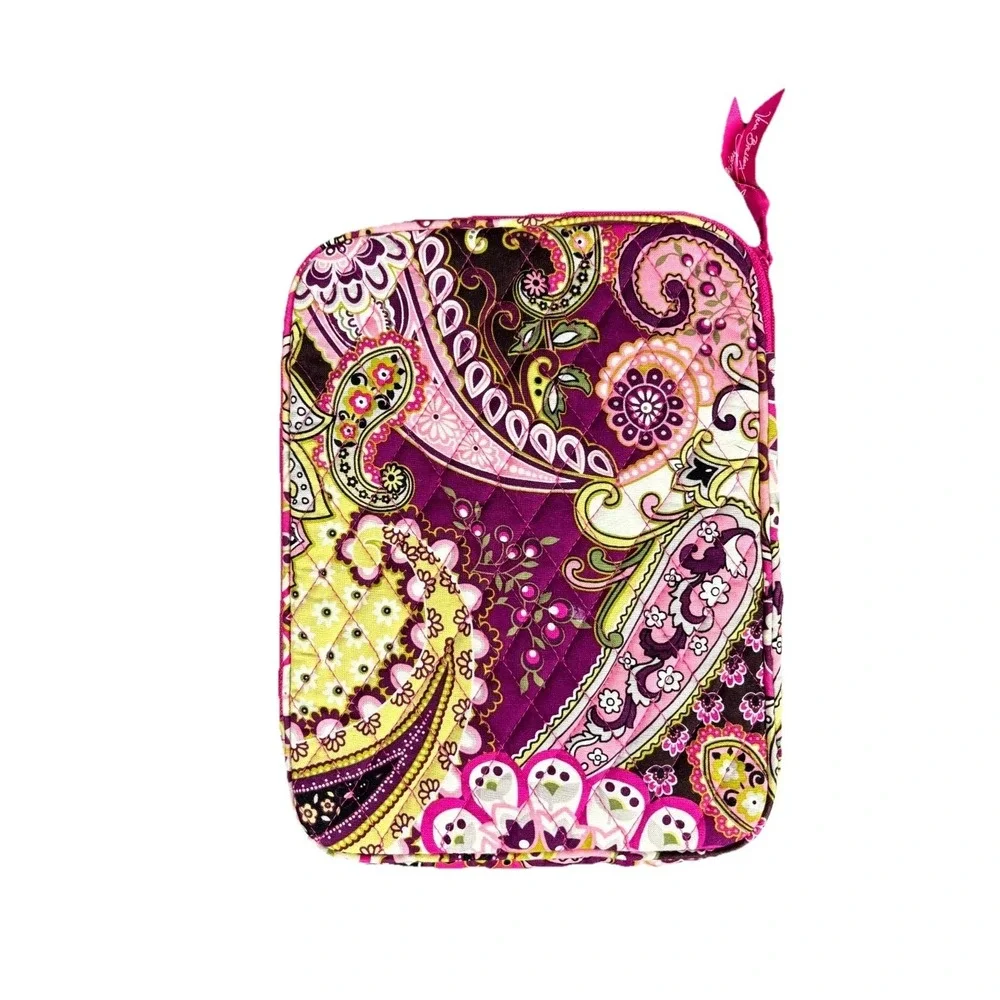Vera Bradley Tablet Laptop Sleeve Women's Pink Very Berry Paisley Puffer Zipper
